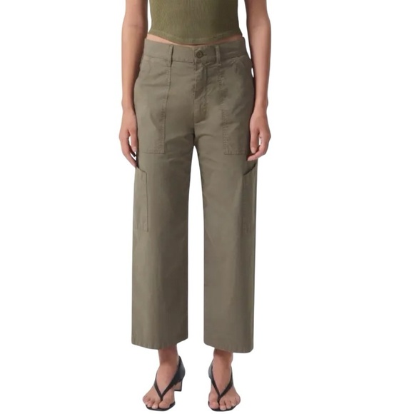 AGOLDE Daria High Waist Crop Wide Leg Twill Utility Pant in Duffle Women's 28 - Picture 1 of 12